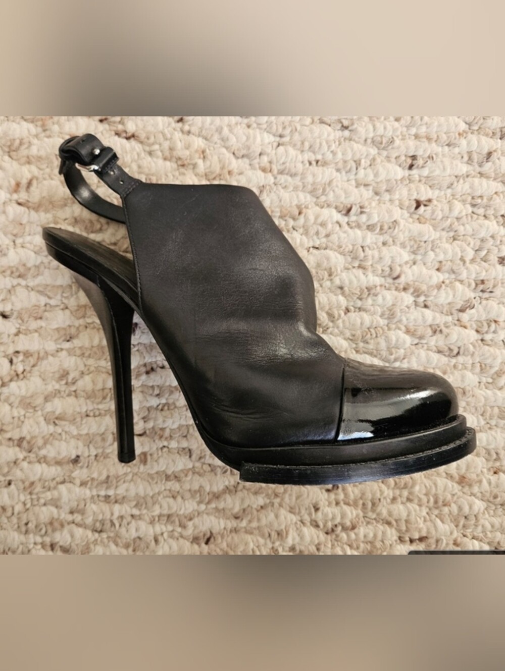 Alexander Wang Black Leather High-Heel Slingback Heels Size 38